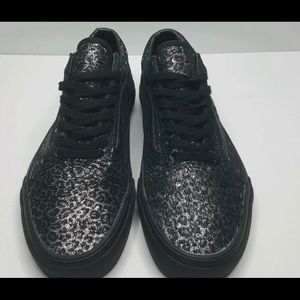 Vans Black and Silver Leopard print Women's